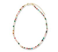 Collier FIRETTI "Schmuck Geschenk Edelstahl Halsschmuck Halskette Edelstein", gelbgoldfarben, gelb, schwarz, rot, weiß, rosa, grün, blau, türkis, Halsketten, Damen, Edelstahl Perlen Textil, L: 43 B: 4