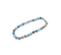 Collier FIRETTI "Schmuck Geschenk Edelstahl Halsschmuck Halskette Edelstein", silberfarben, blau, rosa, hellblau, creme, rostbraun, Halsketten, Damen, Edelstahl Textil, L: 47, Edelstahl, Textil, Colli