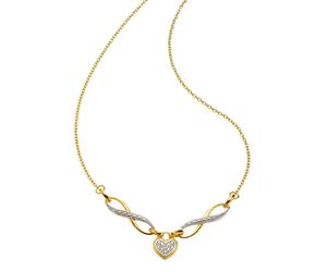 Collier FIRETTI "Schmuck Geschenk Halsschmuck Halskette Ankerkette Infinity+Schleife", silber (gelbgoldfarben, silberfarben), Halsketten, Damen, 0,01, Diamanten Silber 925 (Sterlingsilber), L: 45, Dia