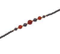 Collier FIRETTI "Schmuck Geschenk Halsschmuck Halskette", bunt (gelbgoldfarben, grau, rot), Halsketten, Damen, Messing, L: 50 B: 10mm, Collier, Made in Germany - mit Hämatit, Karneol, B:10mm (27190117