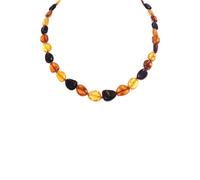 Collier FIRETTI "Schmuck Geschenk Halsschmuck Halskette Farbstein Edelstein Bernstein", gold (gelbgoldfarben, mehrfarbig), Halsketten, Damen, Bernstein Messing Nylon, L: 45, Bernstein, Messing, Nylon,