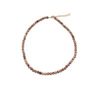 Collier FIRETTI "Schmuck Geschenk Halsschmuck Halskette Farbstein Edelstein Jaspis", braun (gelbgoldfarben, braun), Halsketten, Damen, Messing Nylon, L: 50, Messing, Nylon, Collier, Made in Germany -