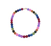 Collier FIRETTI "Schmuck Geschenk Halsschmuck Halskette Farbstein Edelstein Quarz", bunt (gelbgoldfarben, mehrfarbig, lila, rosa, grün, blau), Halsketten, Damen, Messing Nylon, L: 50, Messing, Nylon,