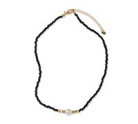 Collier FIRETTI "Schmuck Geschenk Kupfer Halsschmuck Halskette", gelbgoldfarben, schwarz, weiß, Halsketten, Damen, Kupfer Perlen Textil, L: 46 B: 8mm, Kupfer, Perlen, Textil, Collier, B:8mm (24879702-