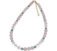 Collier FIRETTI "Schmuck Geschenk Messing Halsschmuck Halskette Edelstein", gold (gelbgoldfarben, kristallweiß, blau, rosa), Halsketten, Damen, Messing, L: 50 B: 10mm, Collier, Made in Germany - mit B