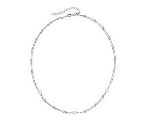 Collier FIRETTI "Schmuck Geschenk Silber 925 Halsschmuck Ankerkette zweireihig Kugeln", silberfarben, weiß, Halsketten, Damen, Perlen Silber 925 (Sterlingsilber), L: 45 B: 1mm, Perlen, Silber 925 (Ste