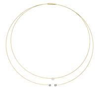 Collier Halskette 2-reihig 750 Gold bicolor 3 Diamanten Brillanten 42 cm Kette