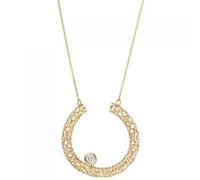 Collier Halskette 750 Gold Gelbgold 1 Diamant Brillant 45 cm Goldkette