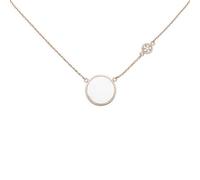 Collier Halskette 925 Silber rotgold vergoldet 6 Zirkonia Perlmutt-Einlage 45 cm