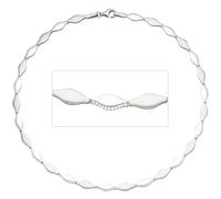 Collier Halskette 925 Silber teil matt 154 Zirkonia 45 cm Kette Silberkette