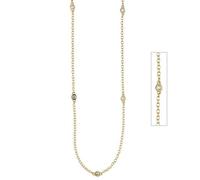 Collier Halskette 925 Sterling Silber gold vergoldet 7 Zirkonia 47 cm Kette