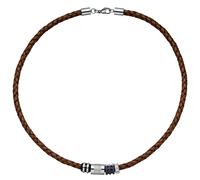 Collier Halskette Leder braun mit Edelstahl teilplattiert 45 cm Kette Lederkette
