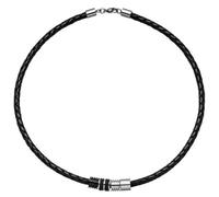Collier Halskette Leder mit Edelstahl und Kautschuk 45 cm Lederkette