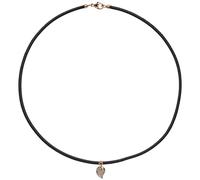 Collier Halskette Leder taupe mit 585 Gold Rotgold 17 Diamanten Brillanten 45 cm