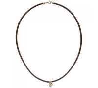 Collier Halskette Leder taupe mit 585 Rotgold 17 Diamanten 45 cm