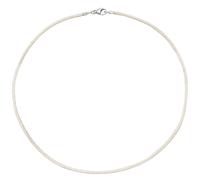 Collier Halskette Seide beige 2,8 mm 42 cm, Verschluss 925 Silber Kette