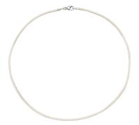 Collier Halskette Seide beige 2,8 mm 42 cm, Verschluss 925 Silber Kette
