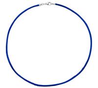 Collier Halskette Seide blau 2,8 mm 42 cm, Verschluss 925 Silber Kette