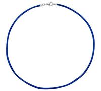 Collier Halskette Seide blau 2,8 mm 42 cm, Verschluss 925 Silber Kette