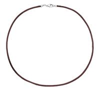 Collier Halskette Seide braun 2,8 mm 42 cm, Verschluss 925 Silber Kette
