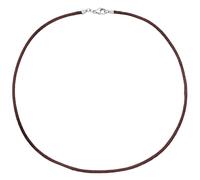 Collier Halskette Seide braun 2,8 mm 42 cm, Verschluss 925 Silber Kette