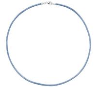 Collier Halskette Seide hellblau 2,8 mm 42 cm, Verschluss 925 Silber