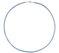 Collier Halskette Seide hellblau 2,8 mm 42 cm, Verschluss 925 Silber Kette