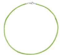 Collier Halskette Seide hellgrün 2,8 mm 42 cm, Verschluss 925 Silber