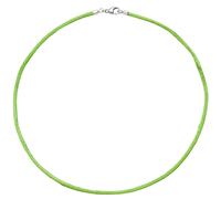 Collier Halskette Seide hellgrün 2,8 mm 42 cm, Verschluss 925 Silber Kette