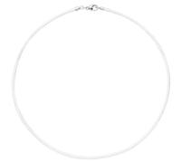 Collier Halskette Seide in weiß 42 cm, Verschluss 925 Silber Kette