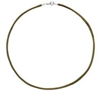 Collier Halskette Seide oliv grün 2,8 mm 42 cm, Verschluss 925 Silber