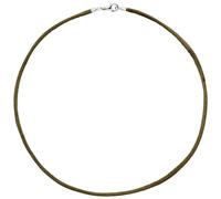 Collier Halskette Seide oliv grün 2,8 mm 42 cm, Verschluss 925 Silber Kette