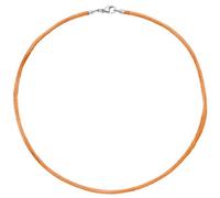 Collier Halskette Seide orange 42 cm - 2,8 mm, Verschluss 925 Silber