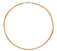 Collier Halskette Seide orange 42 cm, Verschluss 925 Silber Kette