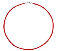 Collier Halskette Seide rot 2,8 mm 42 cm, Verschluss 925 Silber Kette