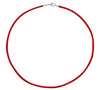 Collier Halskette Seide rot 2,8 mm 42 cm, Verschluss 925 Silber Kette