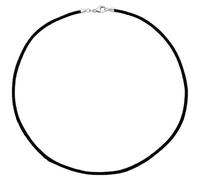 Collier Halskette Seide schwarz 2,8 mm 42 cm, Verschluss 925 Silber