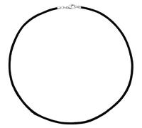 Collier Halskette Seide schwarz 2,8 mm 42 cm, Verschluss 925 Silber Kette