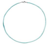 Collier Halskette Seide türkis 42 cm - 2,8 mm, Verschluss 925 Silber