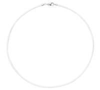 Collier Halskette Seide weiss 42 cm, Verschluss 925 Silber Kette