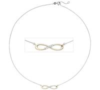 Collier Halskette Unendlich 585 Gold bicolor 5 Diamanten Brillanten