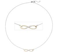 Collier Halskette Unendlich 585 Gold bicolor 5 Diamanten Brillanten Kette