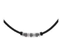 Collier JACQUES CHARREL "geflochtenes Leder mit Einhängern, Edelstahl", Herren, Gr. 50cm, Edelstahl, schwarz, Halsketten Collier (98502068-0) schwarz
