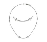 Collier JOBO "Kette mir Anhänger", edelstahlfarben, Halsketten, Damen, Edelstahl, L: 45, Collier, Edelstahl mit Zirkonia 45 cm (40767605-0) edelstahlfarben