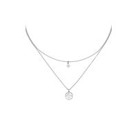 Collier JOBO "Kette mit Anhänger Blume", silber 925, Halsketten, Damen, Silber 925 (Sterlingsilber), L: 44, Collier, 925 Silber rhodoniert mit 5 Zirkonia 44 cm (84128643-0) silber 925