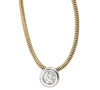 Collier Kette mit Anhänger 585 Gold bicolor 1 Diamant Brillant 42 cm Halskette