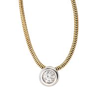Collier Kette mit Anhänger 585 Gold bicolor 1 Diamant Brillant 42 cm Halskette