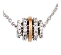 Collier Kette mit Anhänger 585 Gold bicolor 64 Diamanten Brillanten 45 cm