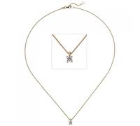 Collier Kette mit Anhänger 585 Gold Rotgold 1 Diamant Brillant 0,15 ct. 45 cm