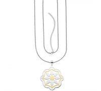 Collier Kette mit Anhänger Blume aus Edelstahl bicolor 80 cm